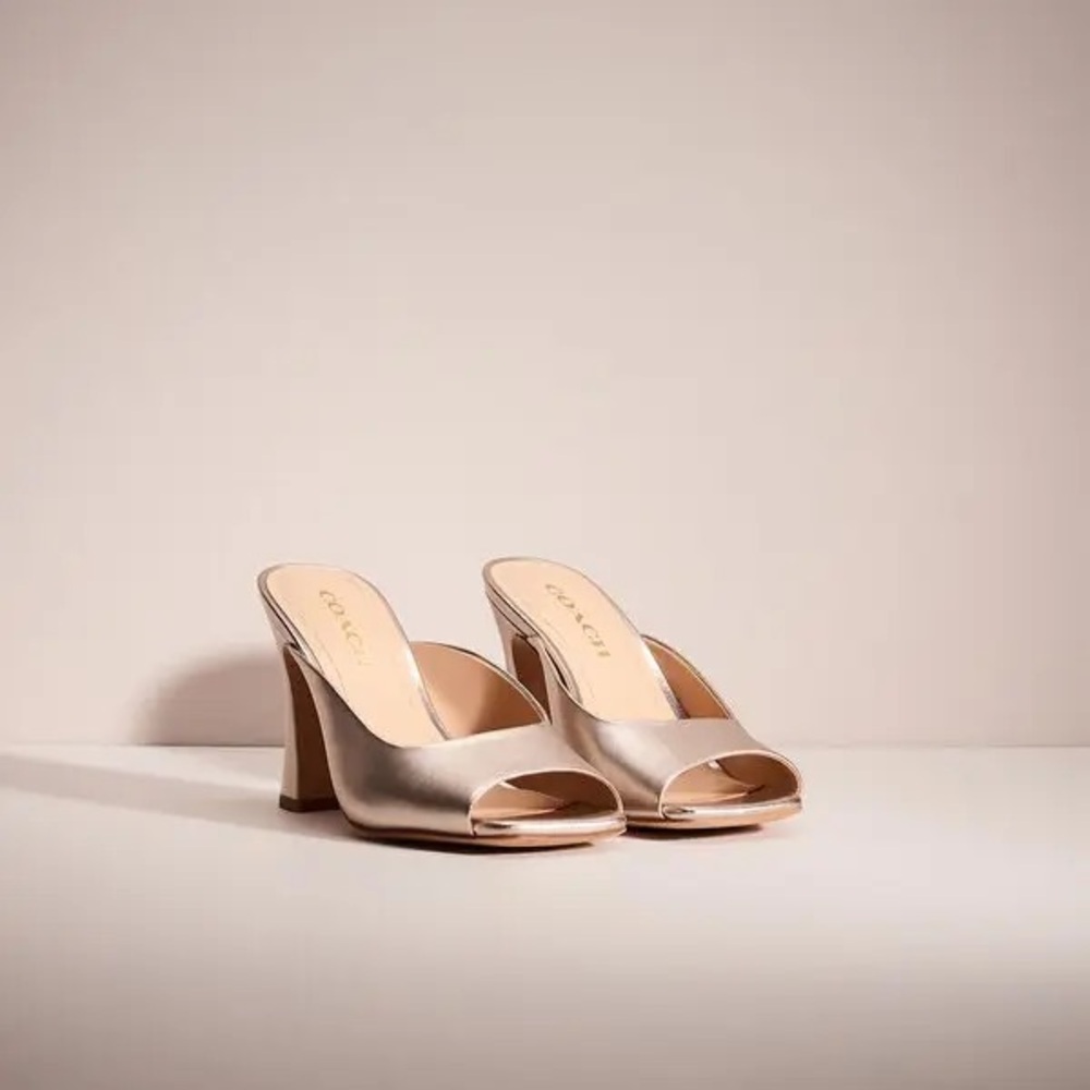 Coach laurence metallic platform peep-toe heels